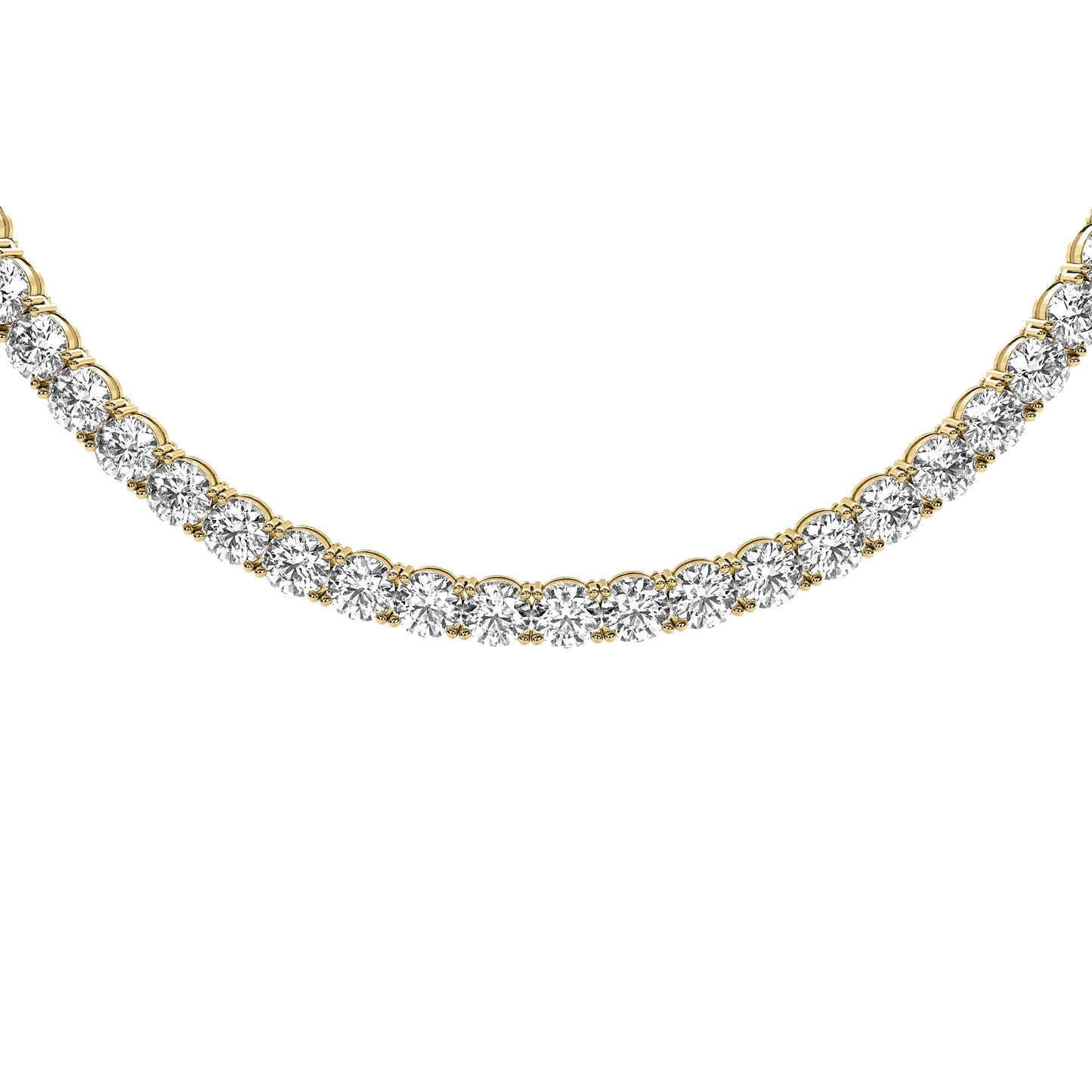 Round Cut Lab Grown Diamond Tennis Necklace in Yellow Gold