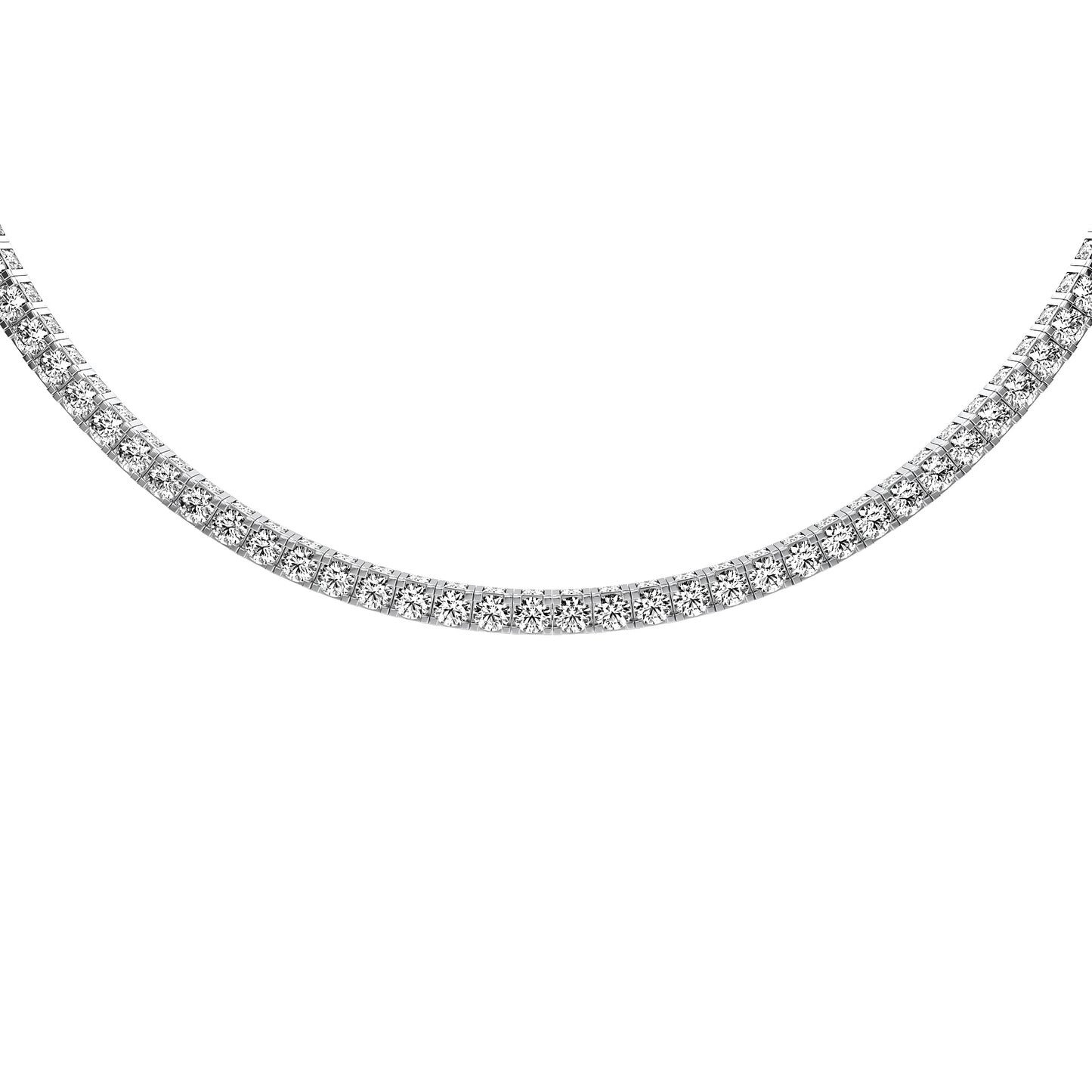 Round Cut Lab Grown Diamond Tennis Necklace in White Gold