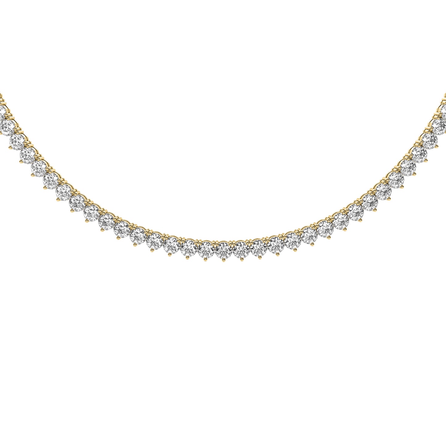 Round Cut Lab Grown Diamond Tennis Necklace in Yellow Gold
