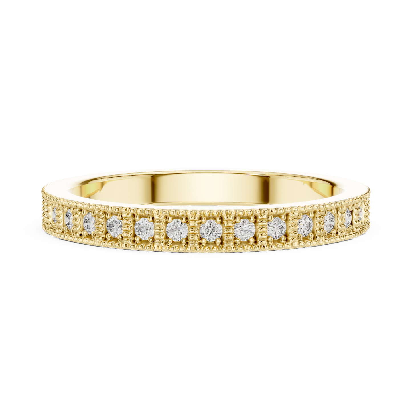 Round Cut Lab Grown Diamond Ring in Yellow Gold