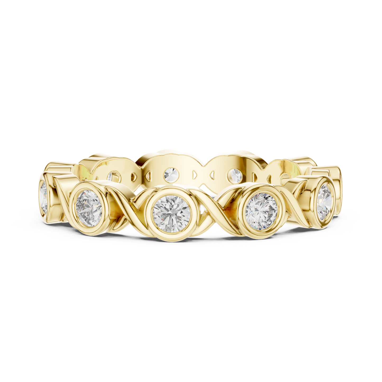 Round Cut Lab Grown Diamond Ring in Yellow Gold