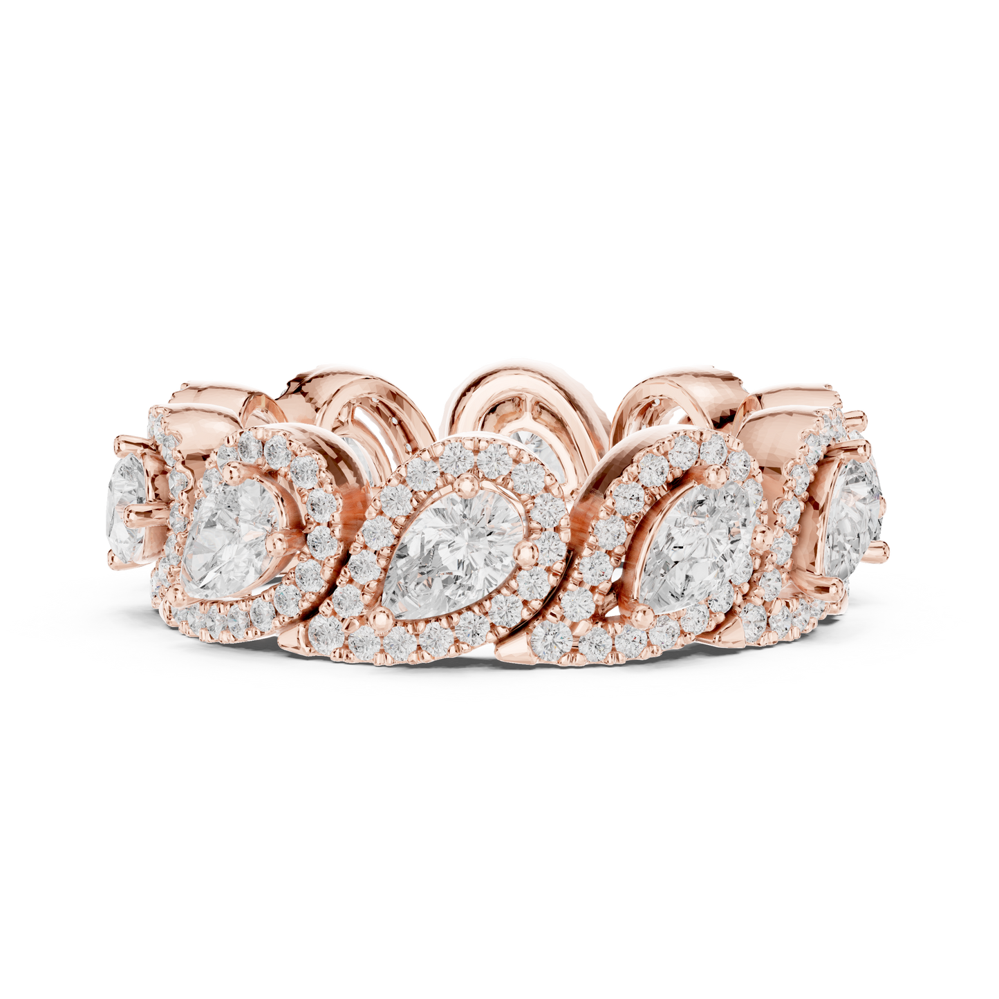 Pear Round Cut Lab Grown Diamond Ring in Rose Gold