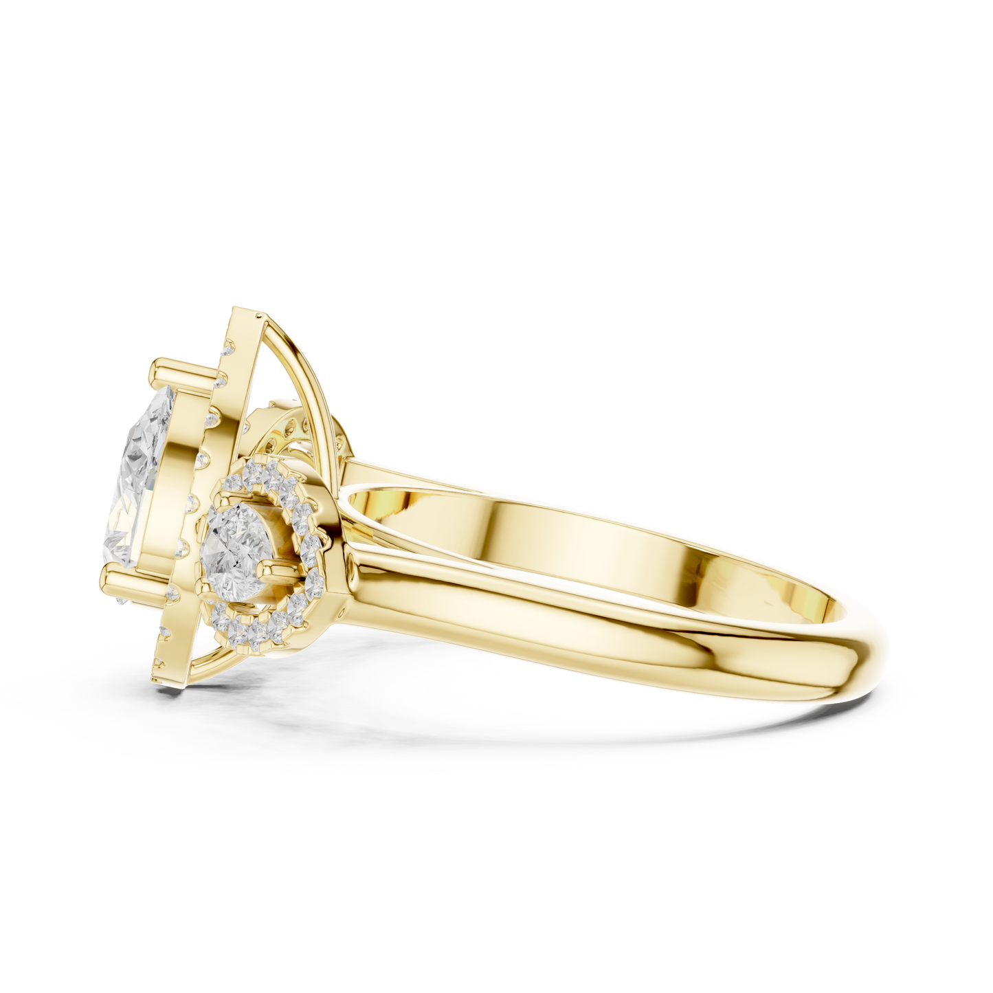 Pear Round Cut Lab Grown Diamond Ring in Yellow Gold
