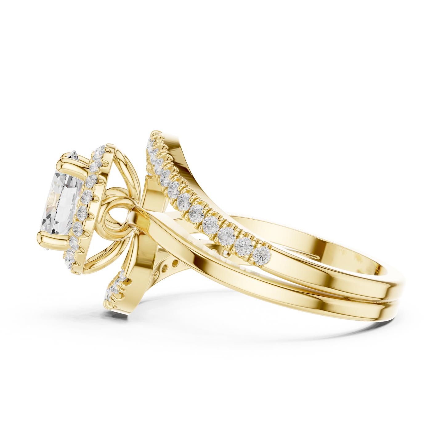 Oval Round Cut Lab Grown Diamond Ring in Yellow Gold
