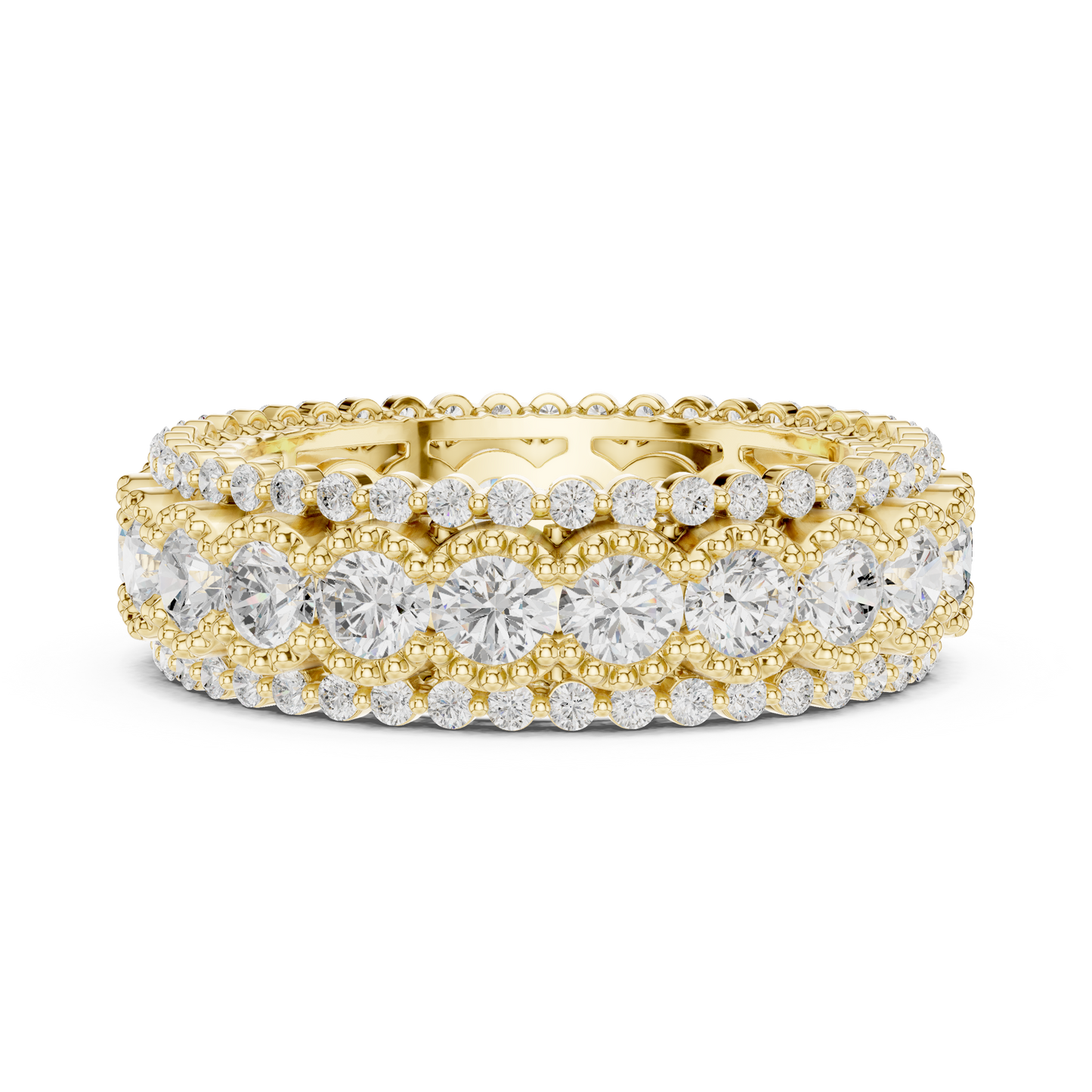 Round Cut Lab Grown Diamond Ring in Yellow Gold