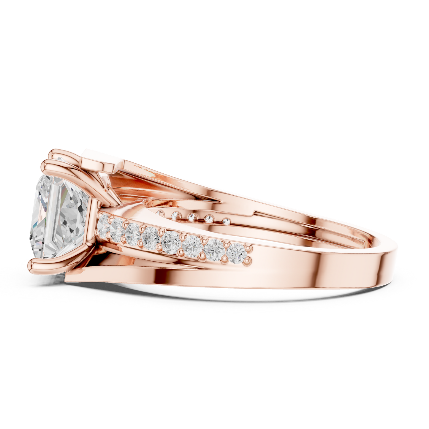Princess Round Cut Lab Grown Diamond Ring in Rose Gold