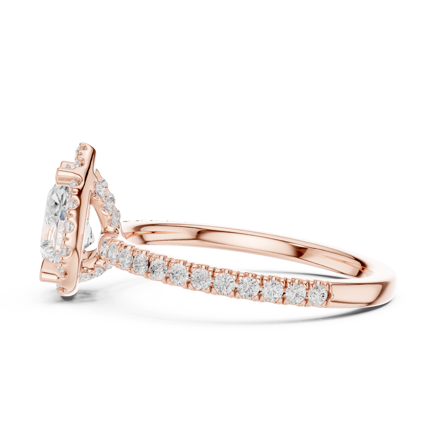 Pear Round Cut Lab Grown Diamond Ring in Rose Gold