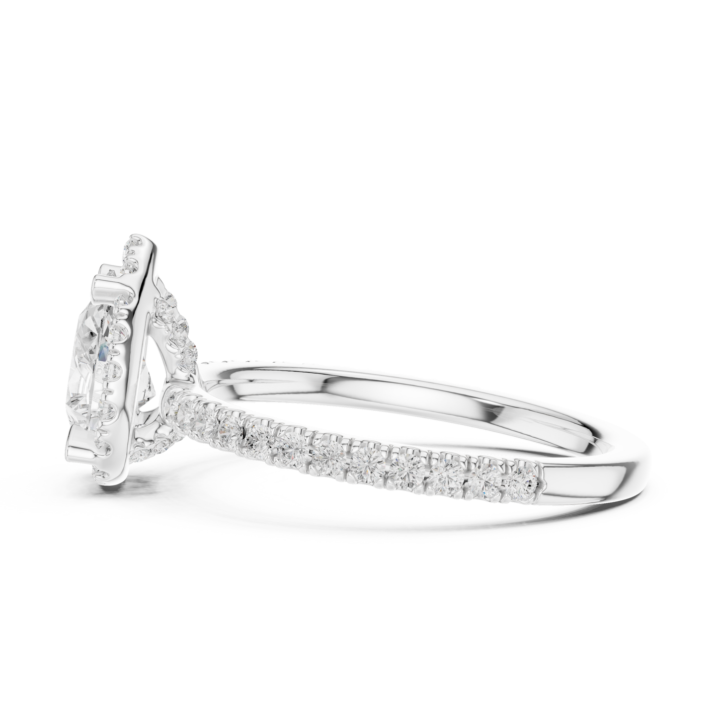 Pear Round Cut Lab Grown Diamond Ring in White Gold