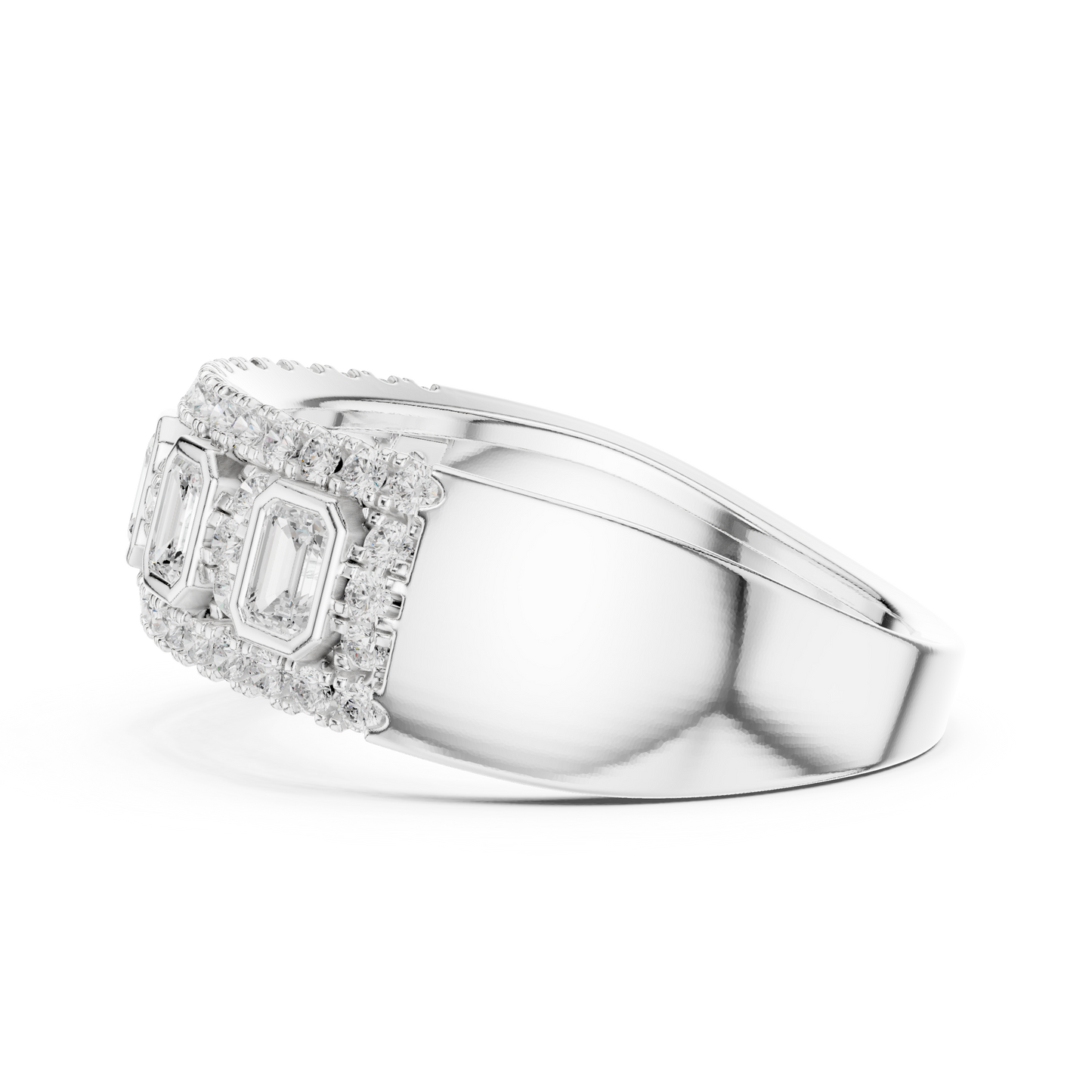 Emerald Round Cut Lab Grown Diamond Ring in Platinum
