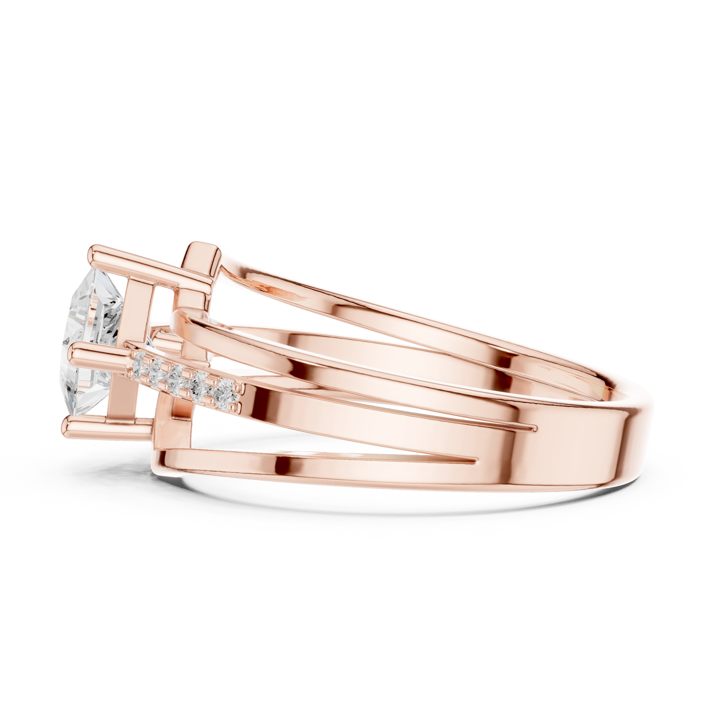 Princess Round Cut Lab Grown Diamond Ring in Rose Gold