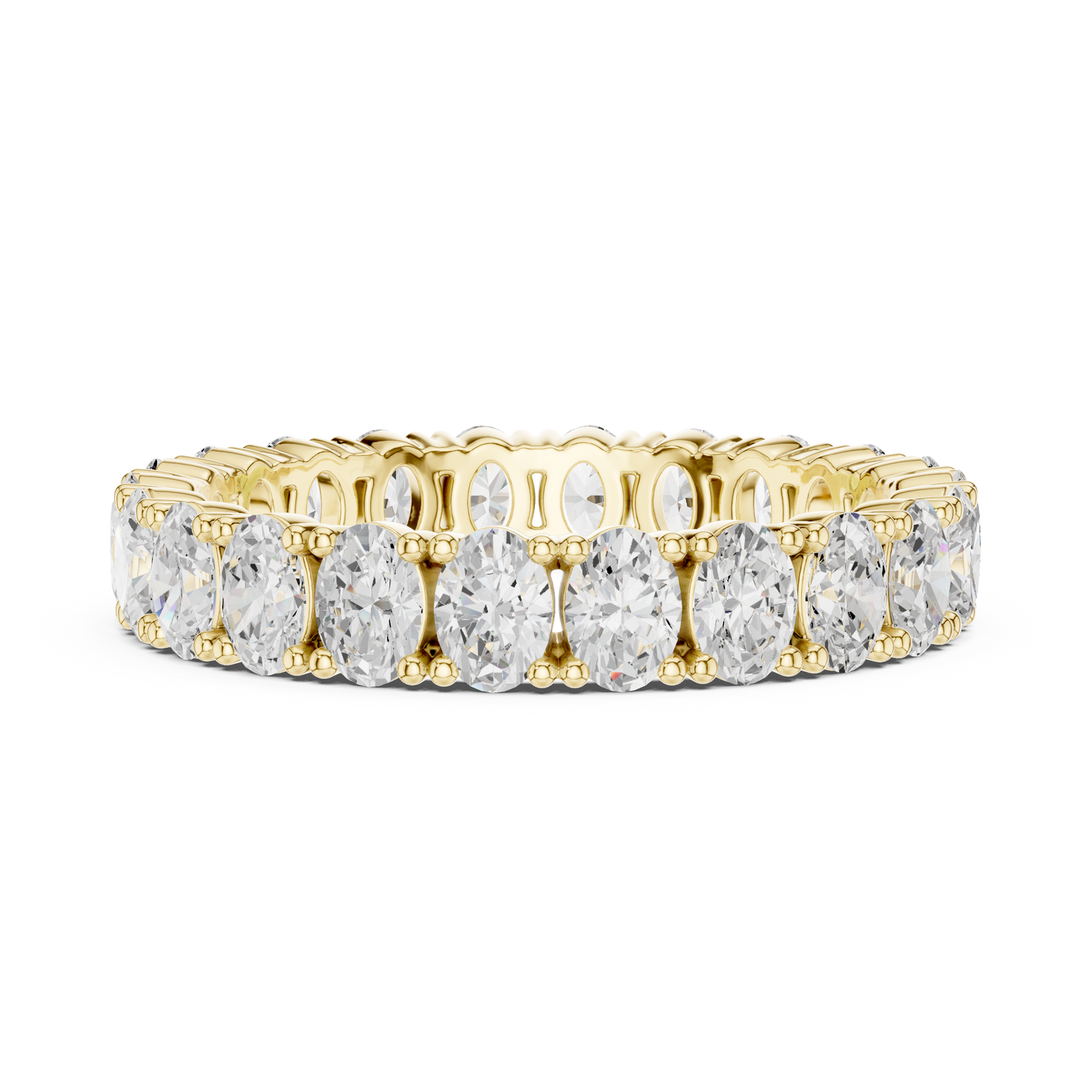 Oval Cut Lab Grown Diamond Eternity Ring in Yellow Gold