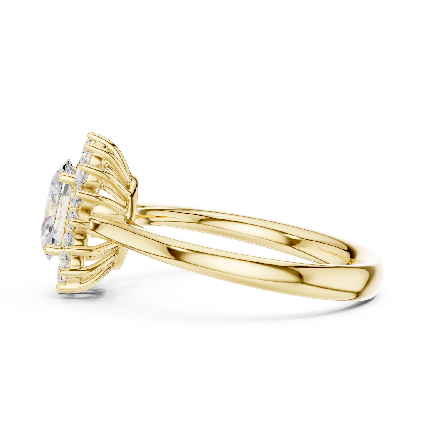Oval Round Cut Lab Grown Diamond Ring in Yellow Gold