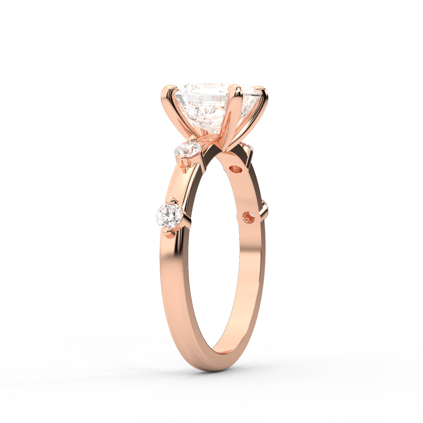 Elena Radiance Solitaire Asscher Diamond Engagement Ring in Rose Gold