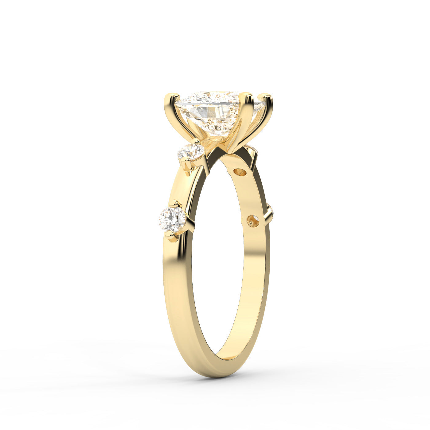 Elena Radiance Solitaire Cushion Diamond Engagement Ring in Yellow Gold