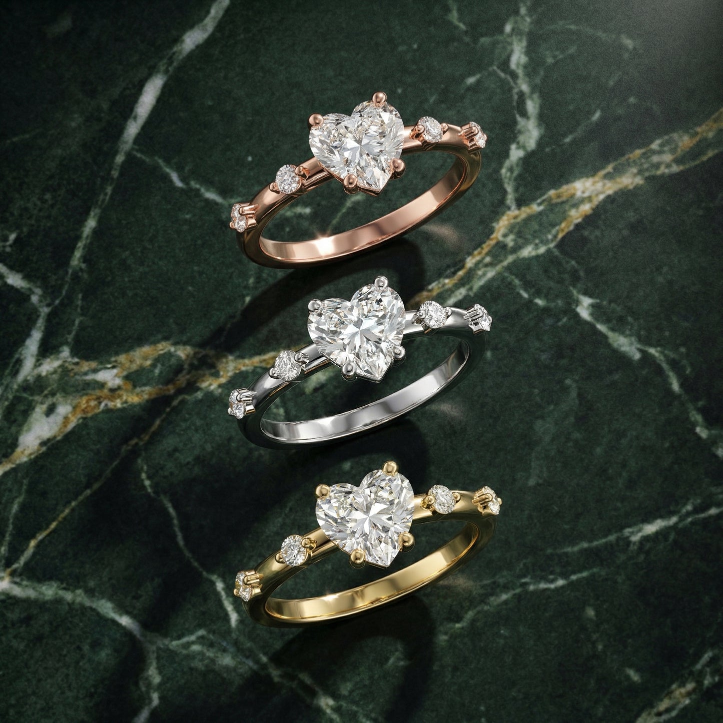 Elena Radiance Solitaire Heart Diamond Engagement Ring in White Gold