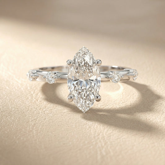 Elena Radiance Solitaire Marquise Diamond Engagement Ring in Platinum