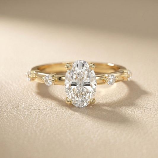 Elena Radiance Oval Diamond Engagement Ring in Yellow Gold