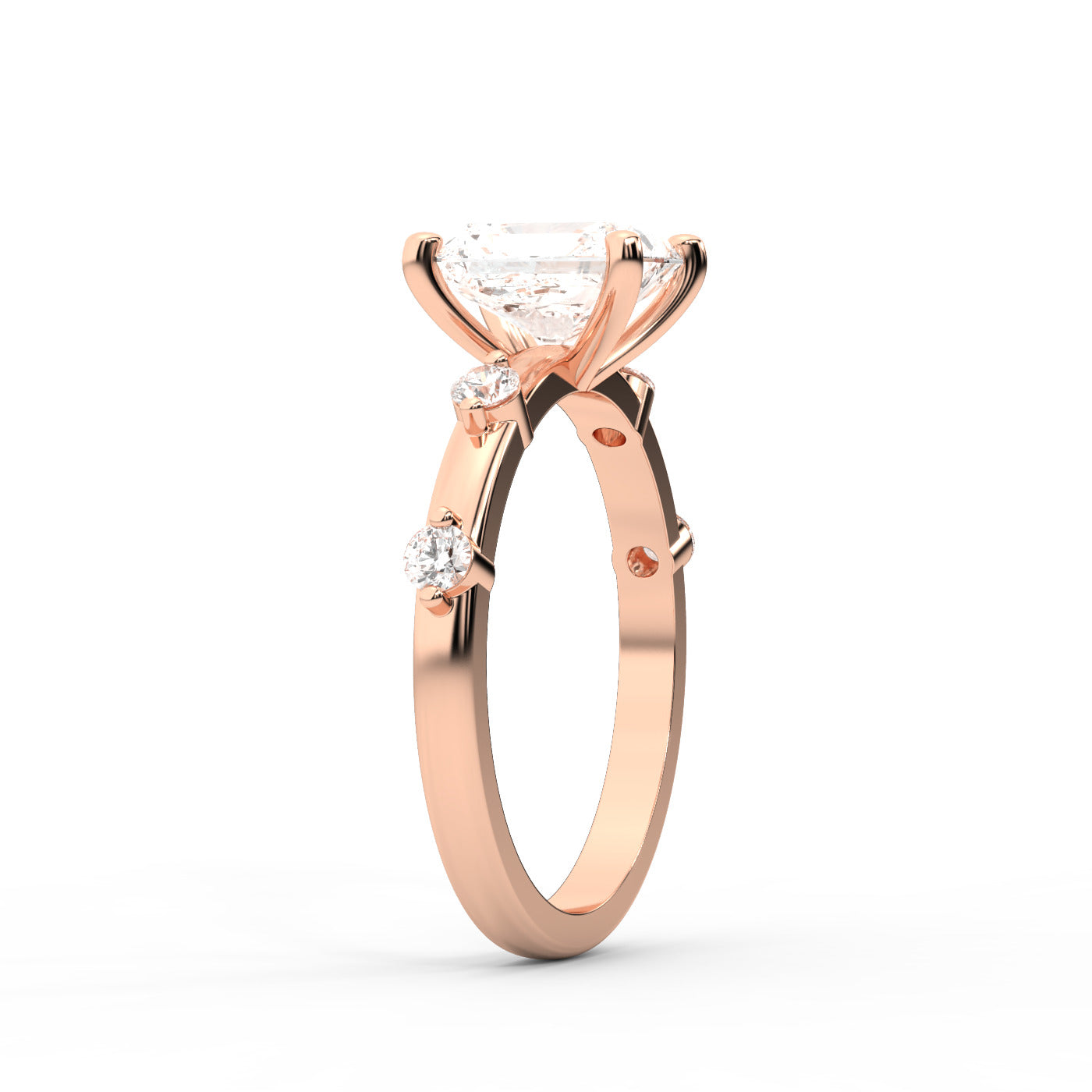 Elena Radiance Radiant Diamond Engagement Ring in Rose Gold