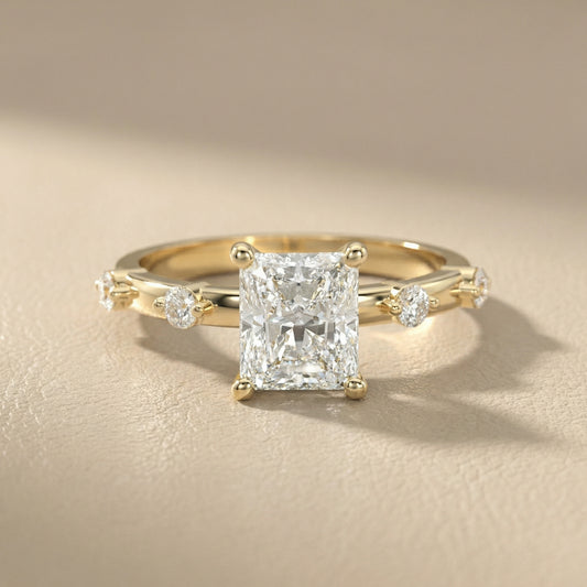 Elena Radiance Radiant Diamond Engagement Ring in Yellow Gold