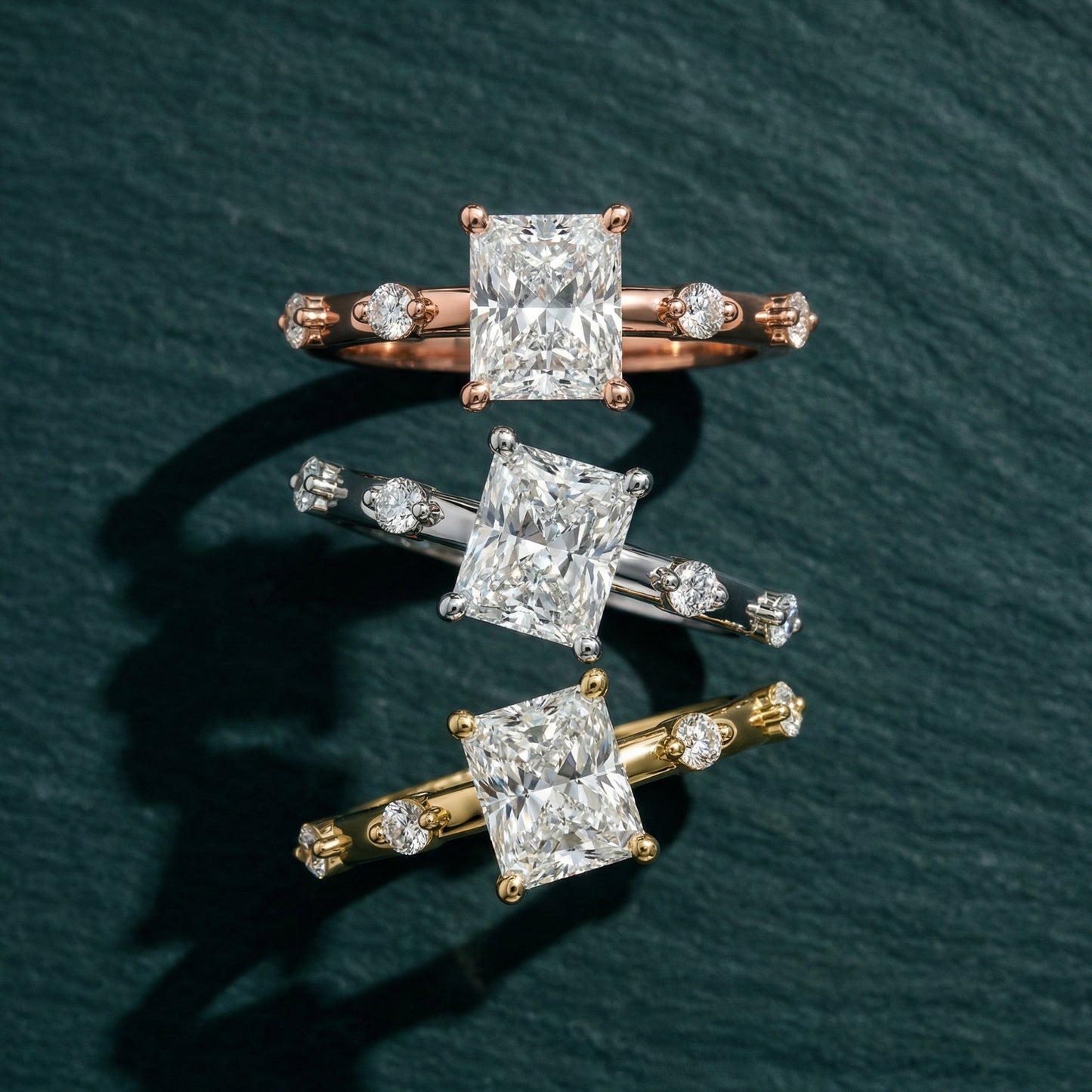 Elena Radiance Radiant Diamond Engagement Ring in Yellow Gold