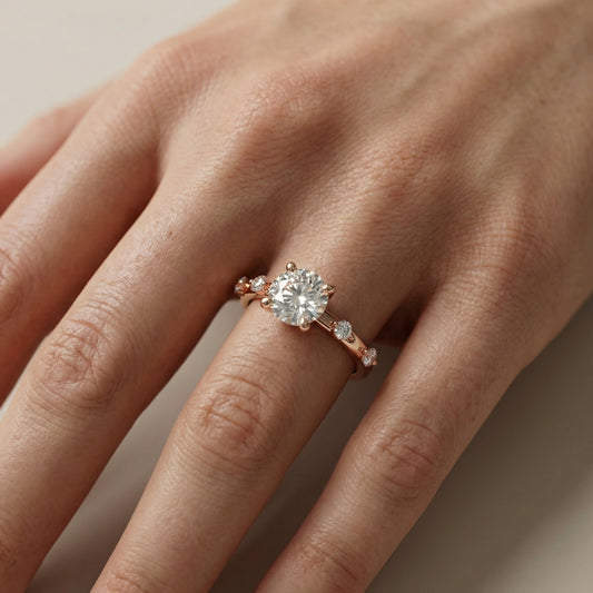 Elena Radiance Solitaire Round Diamond Engagement Ring in Rose Gold