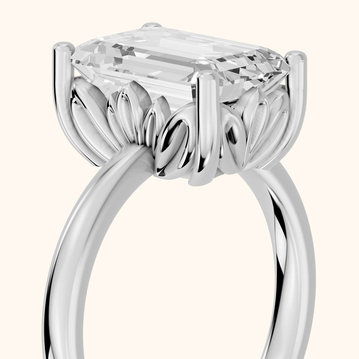 Emerald Cut Lab Grown Diamond Engagement Ring in White Gold
