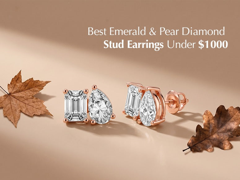 Best Emerald & Pear Diamond Stud Earrings Under $1000