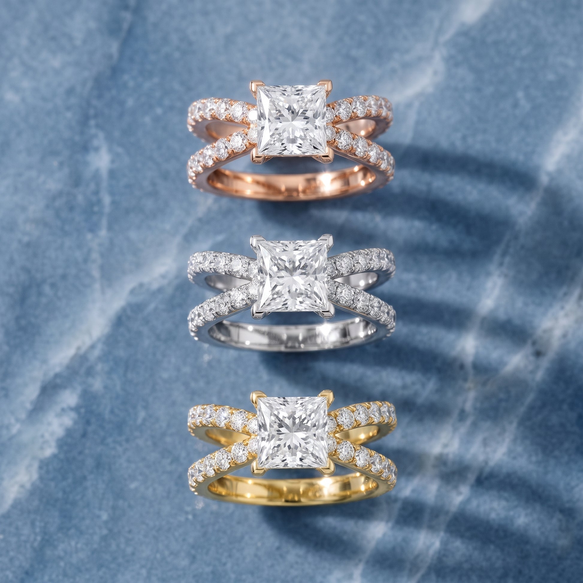 Lior Criss Cross Pavé Princess Diamond Engagement Ring in Silver - 3rings.jpg