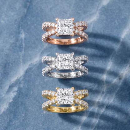 Lior Criss Cross Pavé Princess Diamond Engagement Ring in Silver - 3rings.jpg