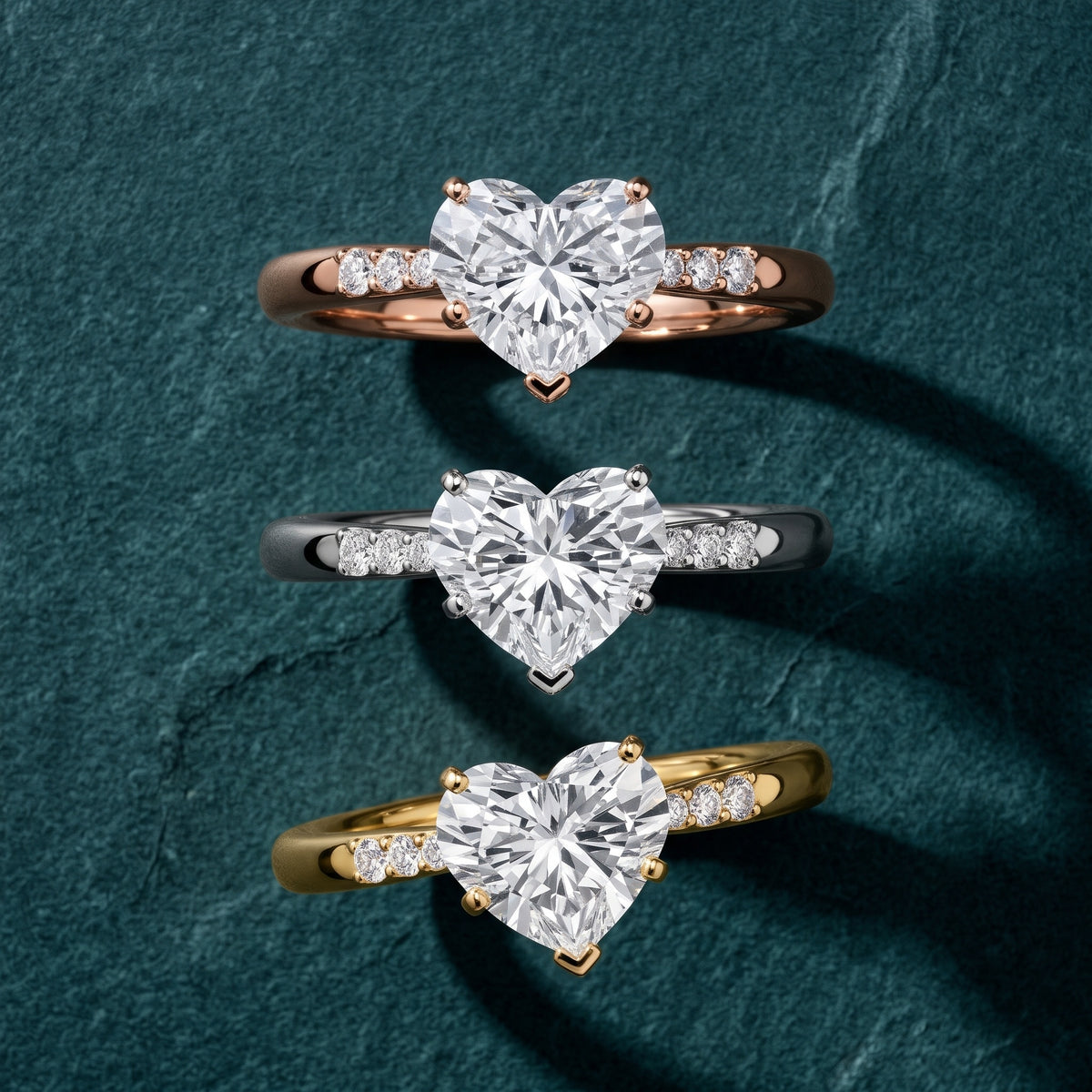 Aveline Flush-Set Heart Diamond Engagement Ring in Rose Gold - 3rings.jpg