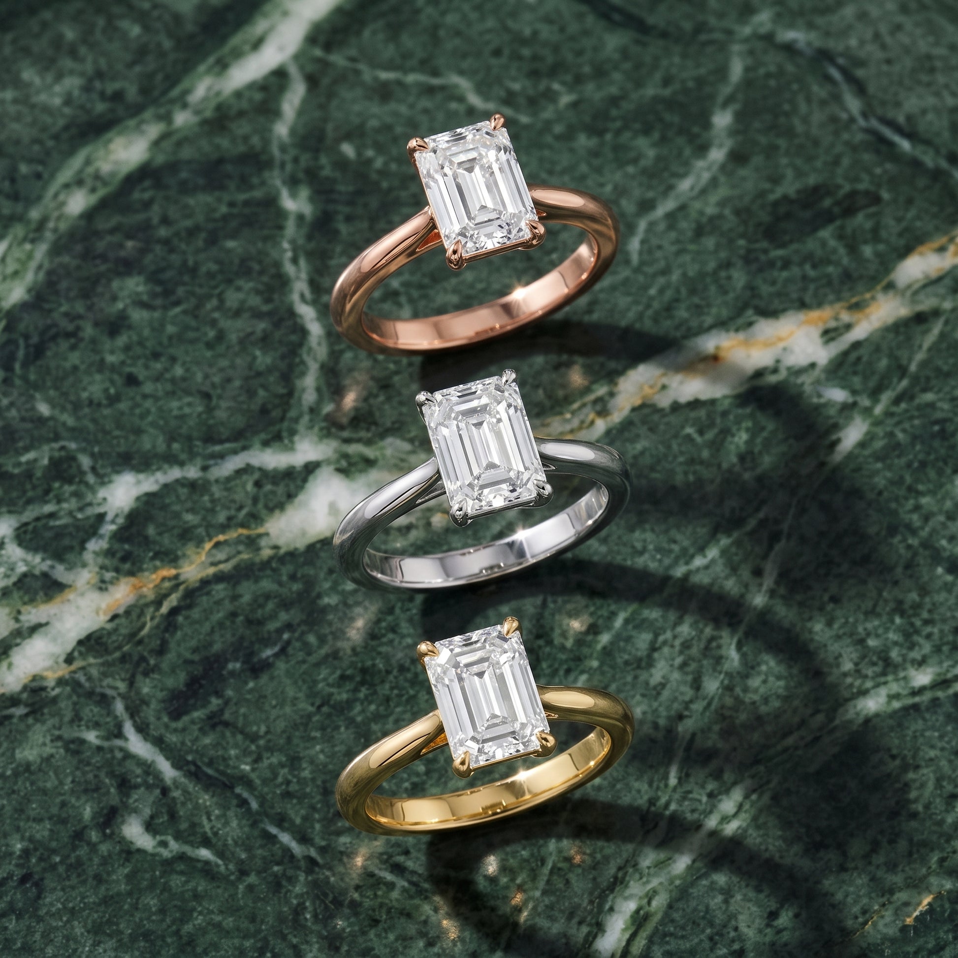 Kalia Knife Edge Solitaire Emerald Diamond Engagement Ring in White Gold - 3rings.jpg
