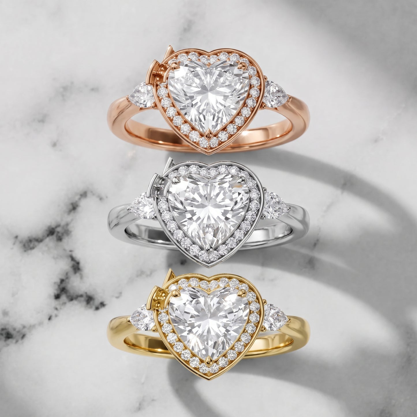 Eliza Halo Sidestone Heart Diamond Engagement Ring in White Gold - 3rings.jpg