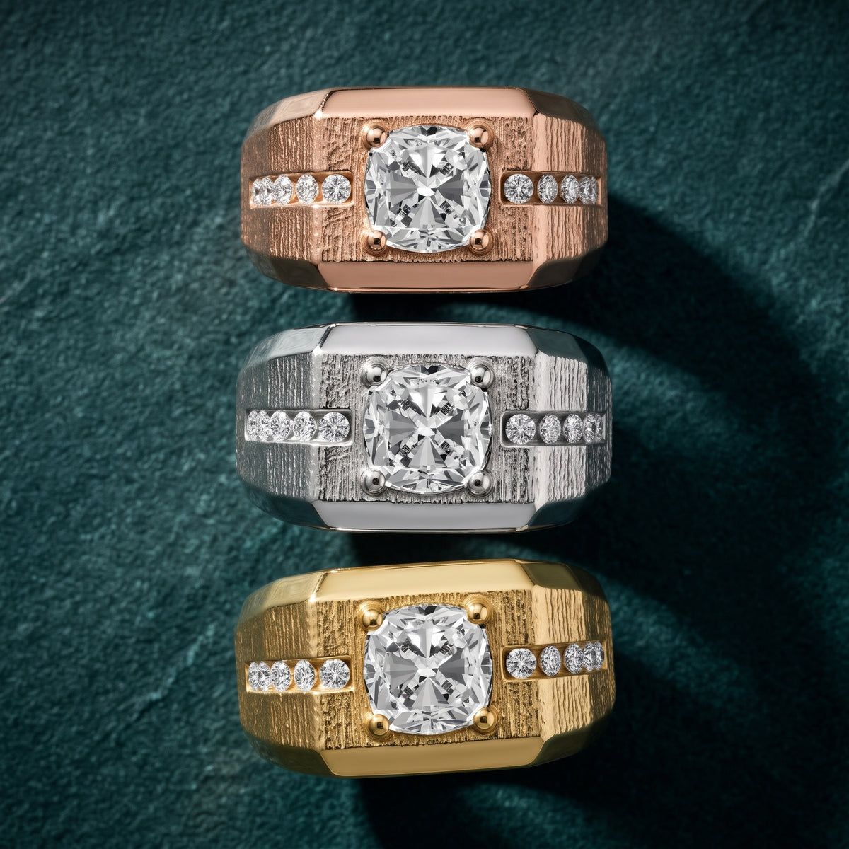 Ames Engraved Channel Set Cushion Diamond Engagement Ring in Platinum - 3rings.jpg
