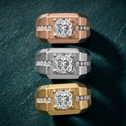 Ames Engraved Channel Set Cushion Diamond Engagement Ring in Platinum - 3rings.jpg