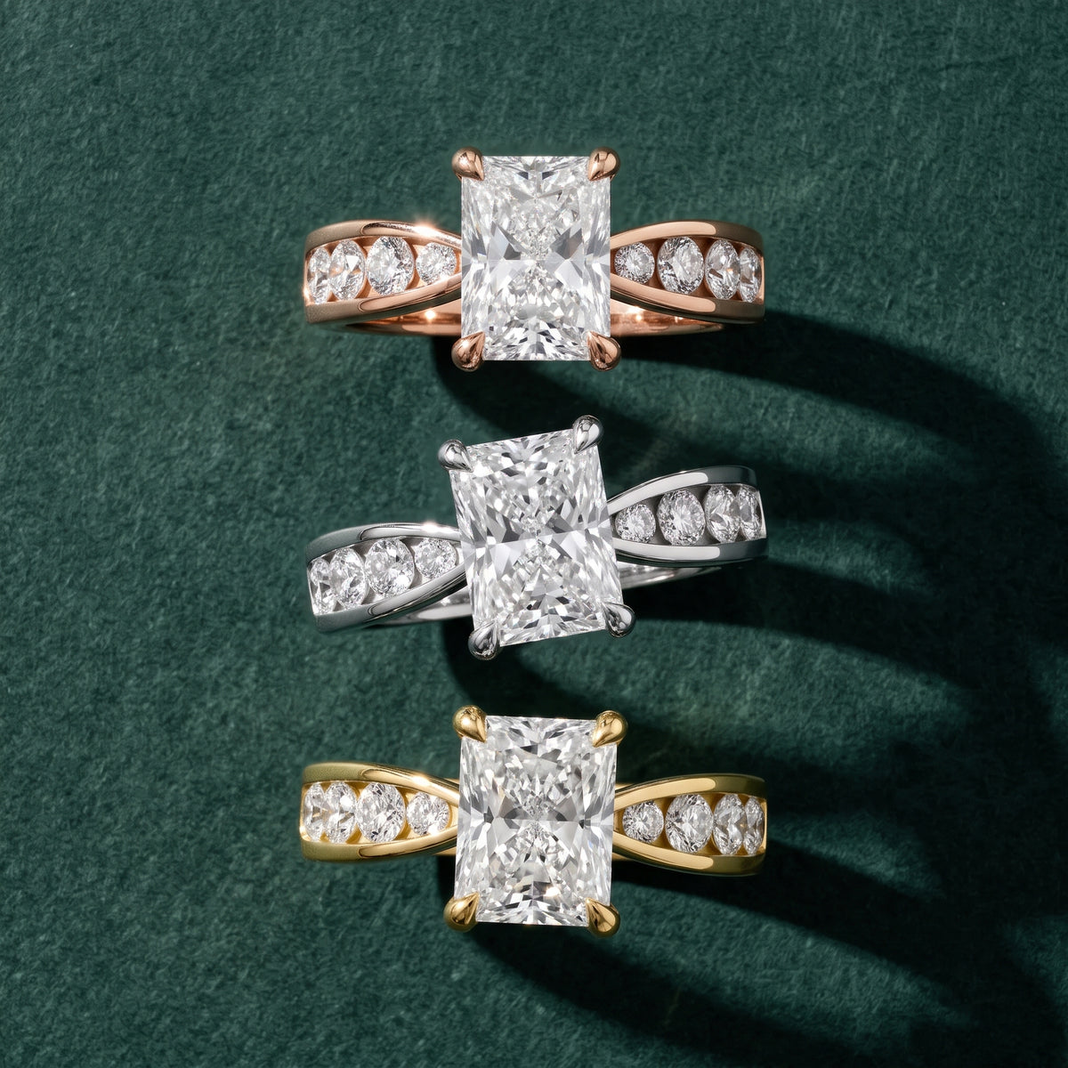 Rosalie Channel Set Sidestone Radiant Diamond Engagement Ring in Platinum - 3rings.jpg