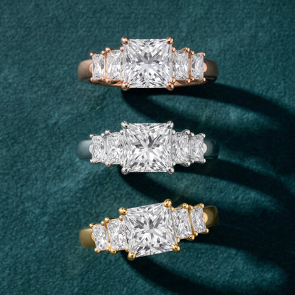Desiree Graduated Five-Stone Princess Diamond Engagement Ring in Rose Gold - 3rings.jpg