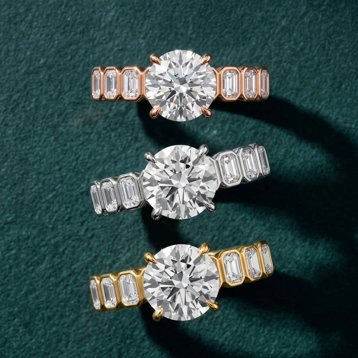 Newport Step-Cut Bezel Round Diamond Engagement Ring in Silver - 3rings.jpg