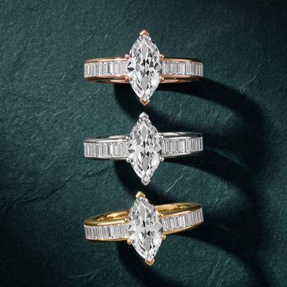 Medina Baguette Channel Set Marquise Diamond Engagement Ring in Rose Gold - 3rings.jpg