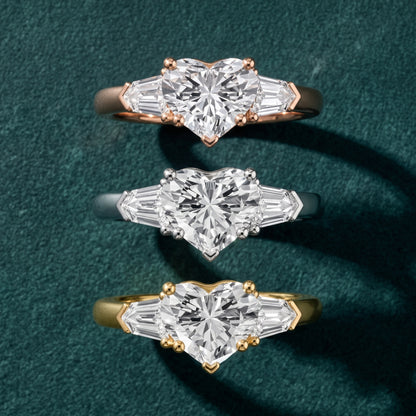 Dorothea Baguette Three-Stone Heart Diamond Engagement Ring in Yellow Gold - 3rings.jpg