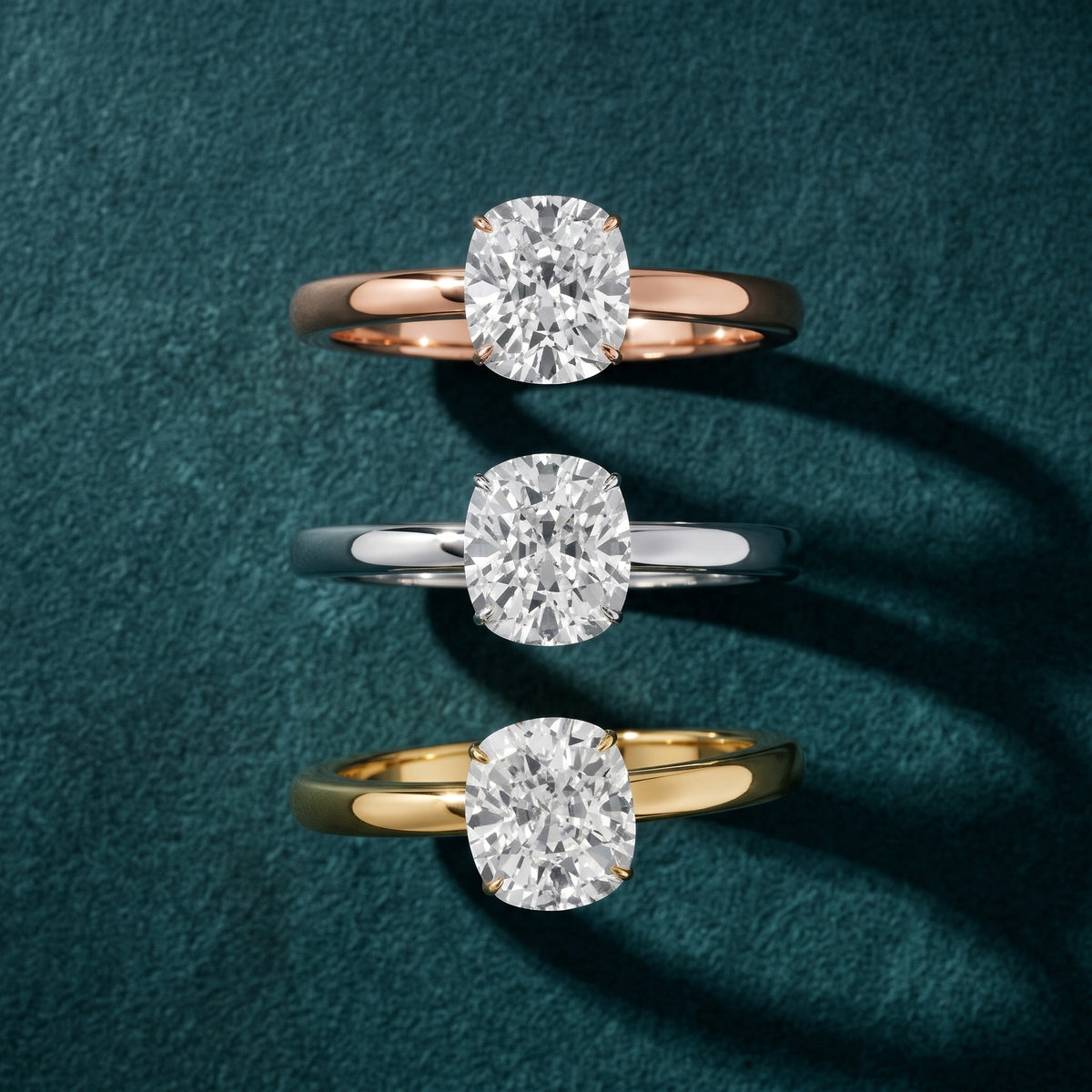 Serena Blossom Solitaire Cushion Diamond Engagement Ring in Platinum - 3rings.jpg