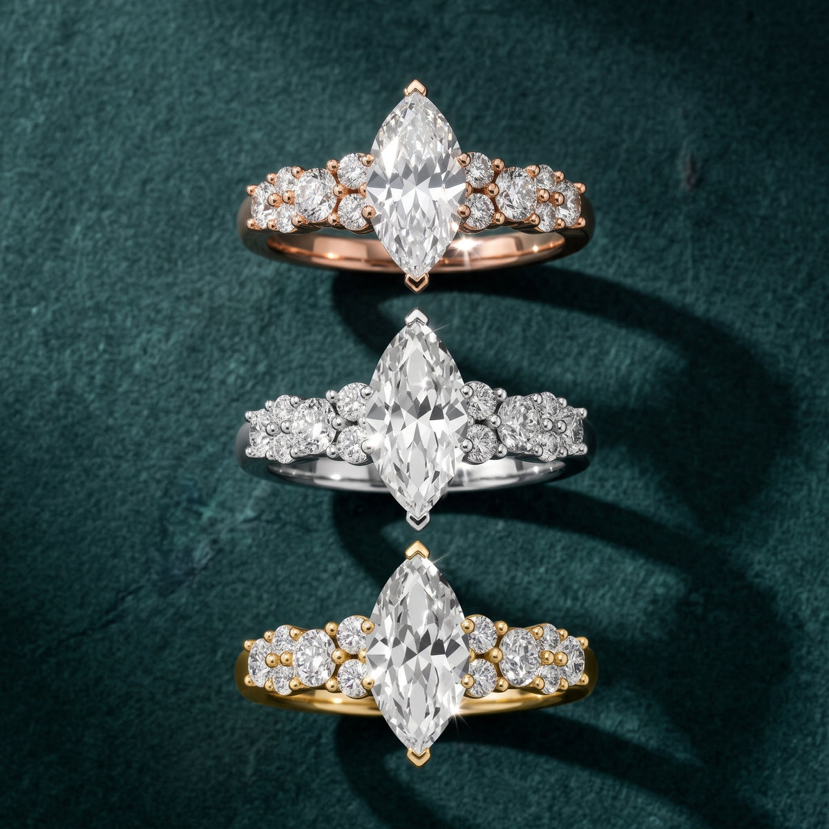 Roxana Graduated Cluster Marquise Diamond Engagement Ring in Platinum - 3rings.jpg