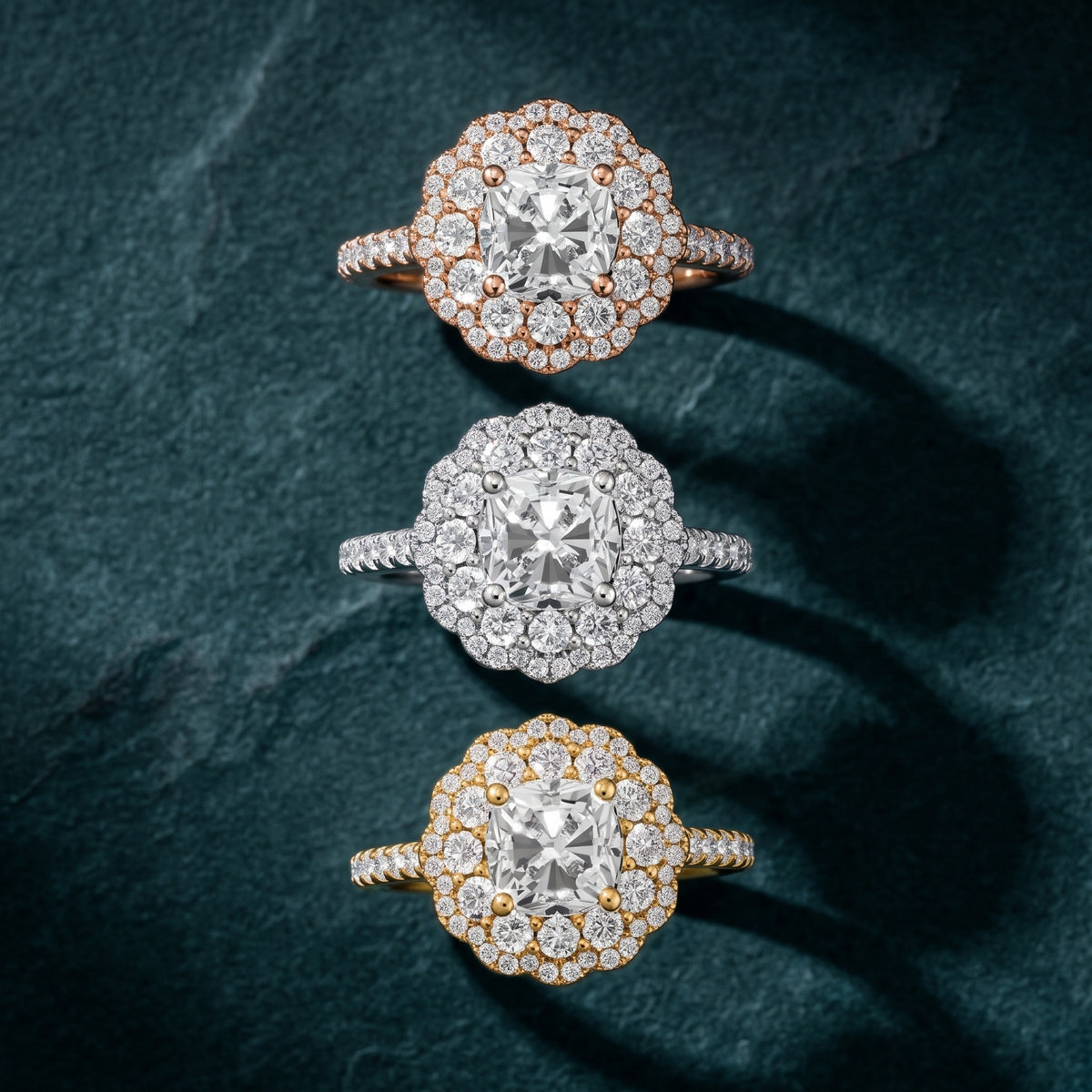 Sidney Floral Double Halo Cushion Diamond Engagement Ring in White Gold - 3rings.jpg