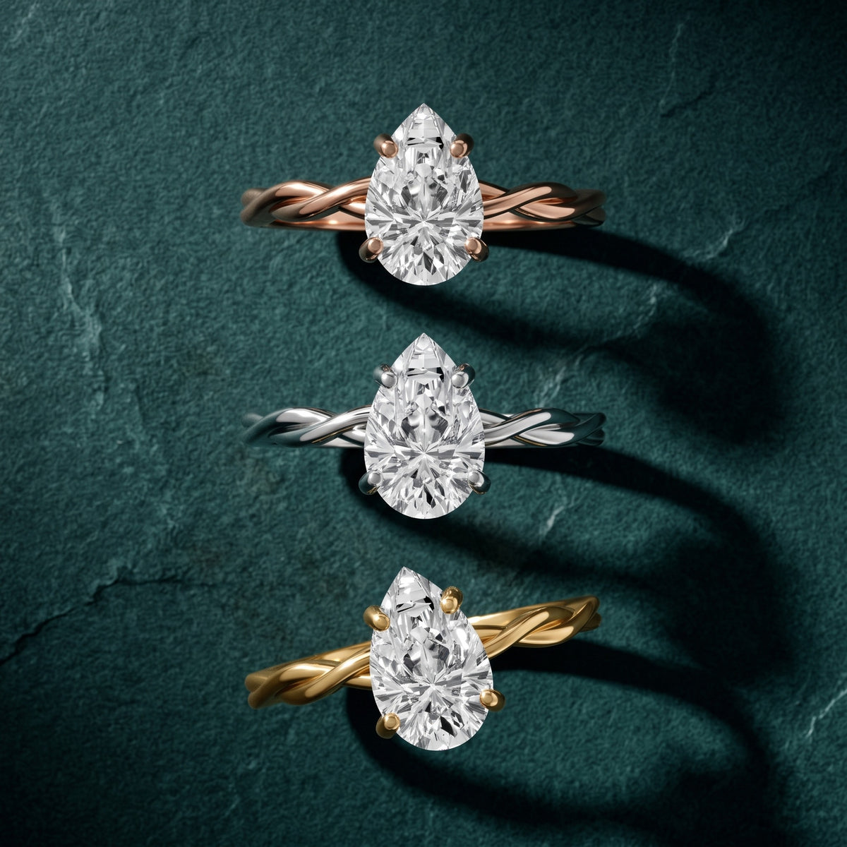 Iris Twist Pear Diamond Engagement Ring in Silver - 3rings.jpg
