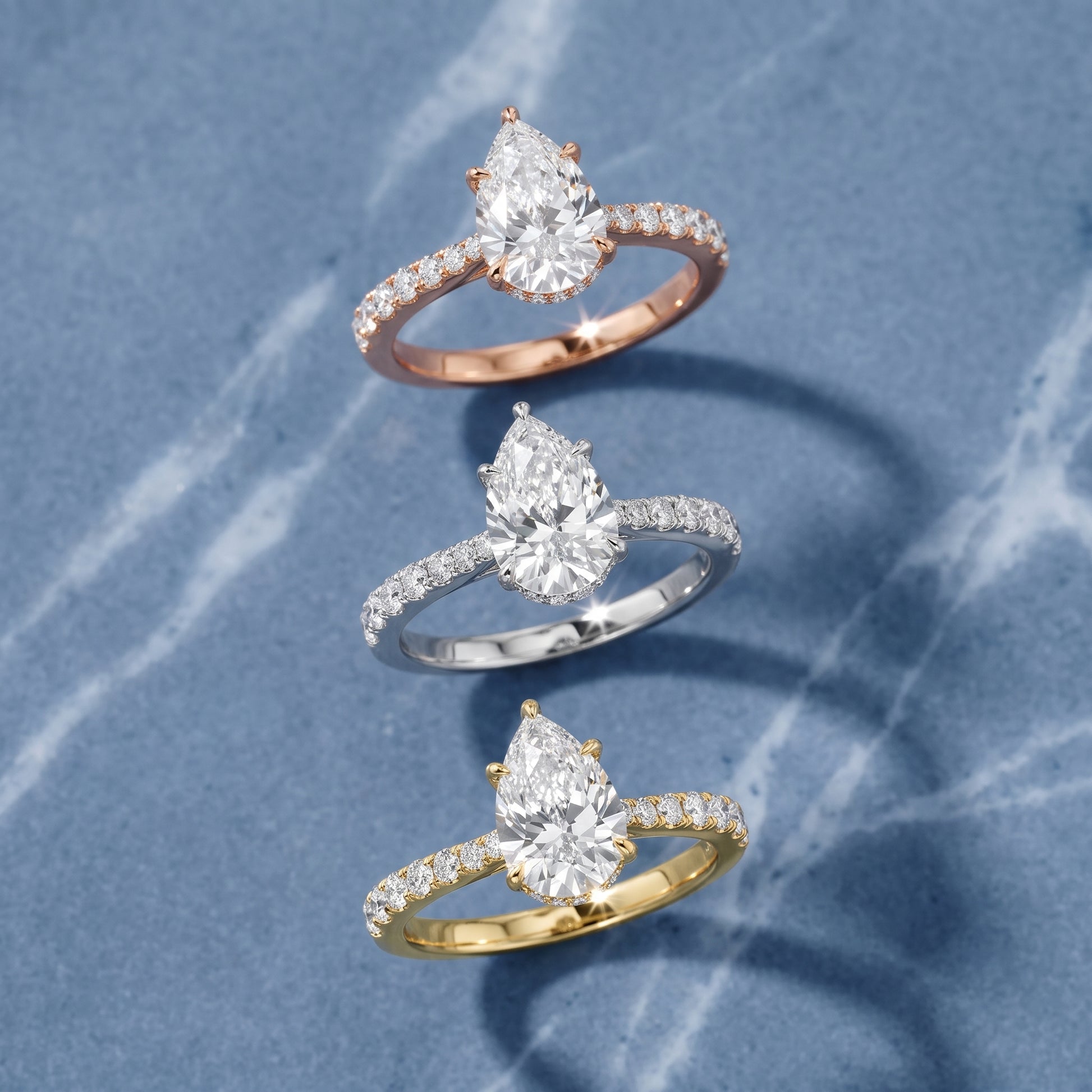 Gia Hidden Halo Pavé Pear Diamond Ring in Platinum - 3rings.jpg