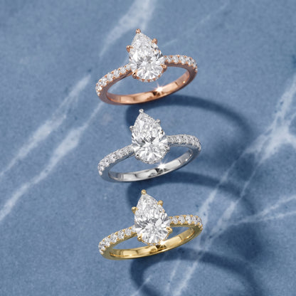 Gia Hidden Halo Pavé Pear Diamond Ring in Platinum - 3rings.jpg
