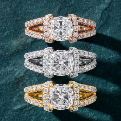 Delray Split Shank Pavé Cushion Diamond Engagement Ring in Silver - 3rings.jpg