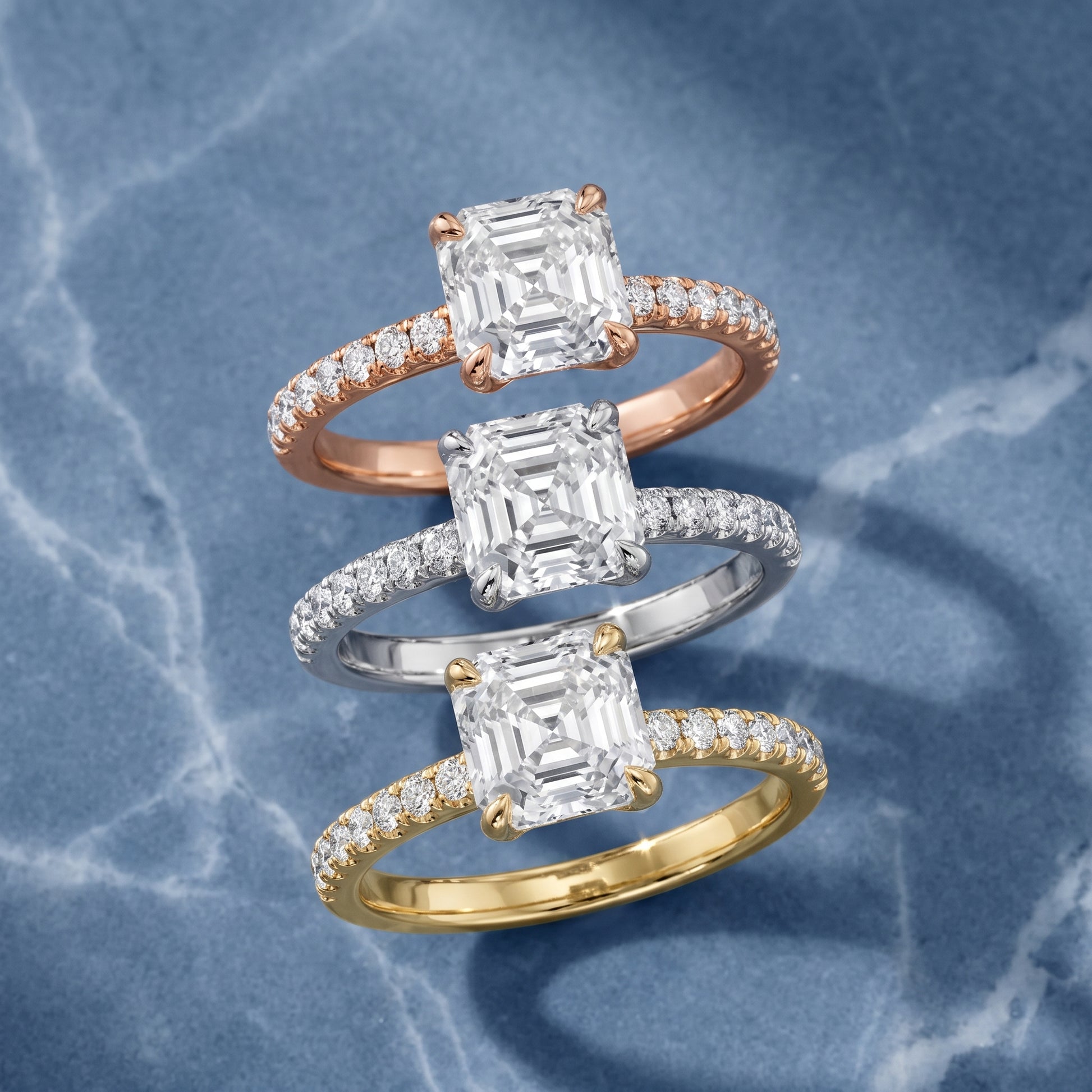 Ione Solitaire Pavé Asscher Diamond Engagement Ring in Yellow Gold - 3rings.jpg