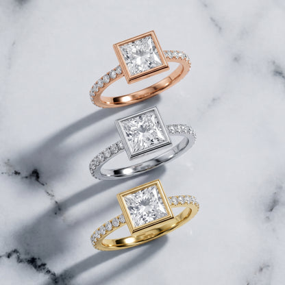 Cora Bezel Pavé Princess Diamond Ring in Yellow Gold - 3rings.jpg