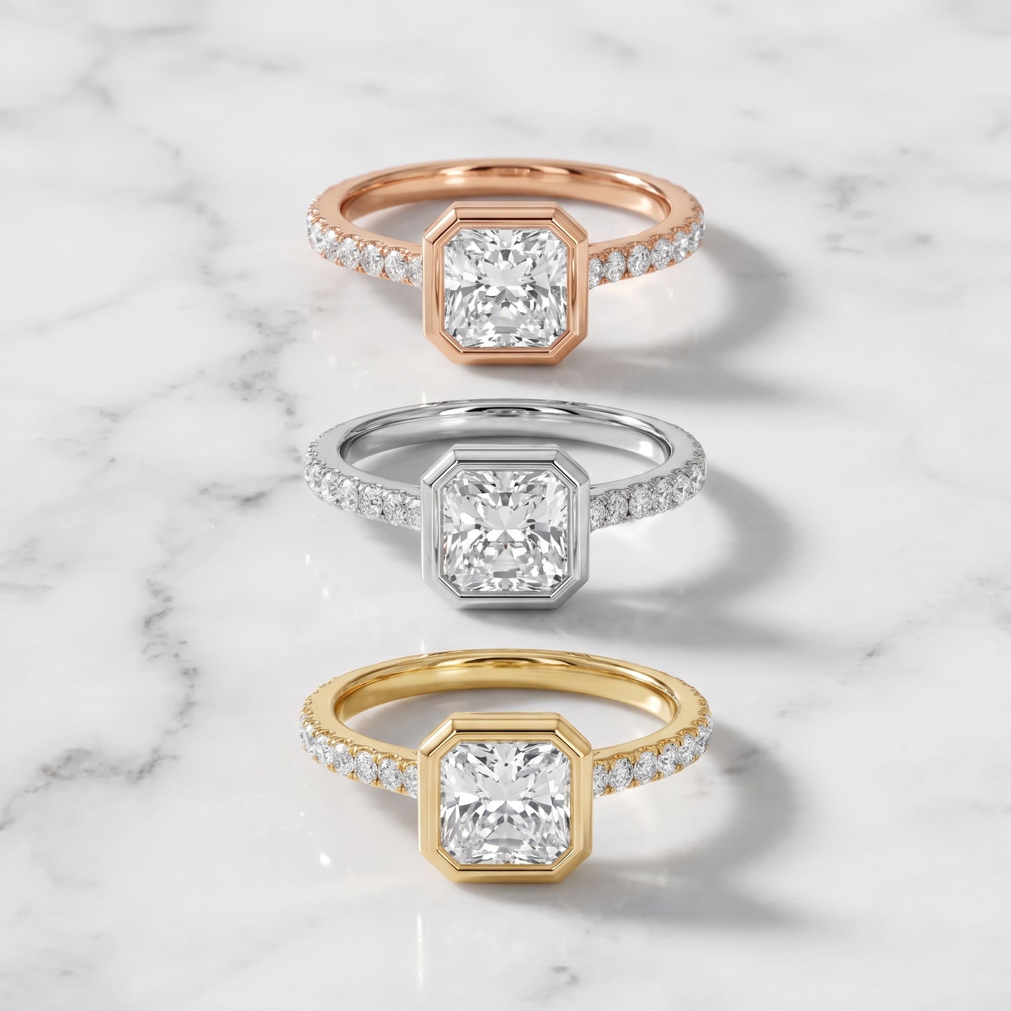 Cora Bezel Pavé Radiant Diamond Ring in Yellow Gold - 3rings.jpg