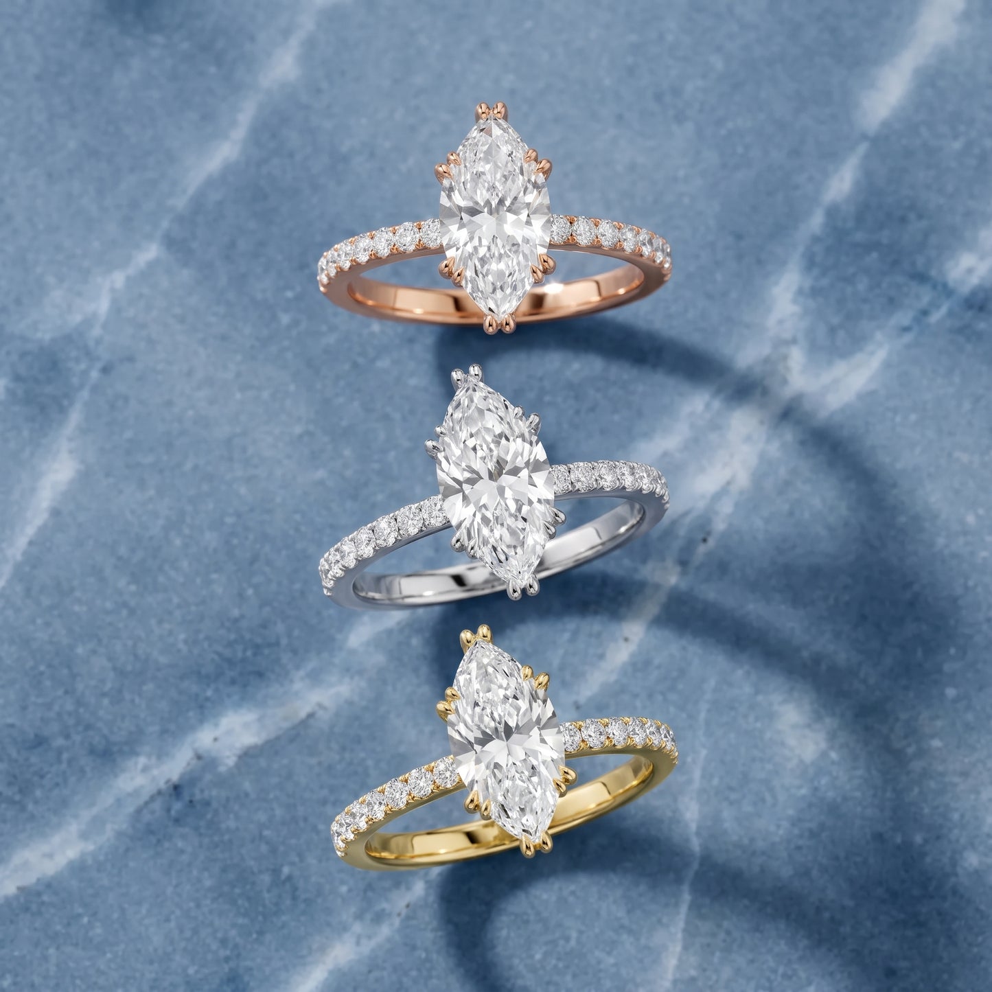Novara Solitaire Pavé Marquise Diamond Ring in Silver - 3rings.jpg